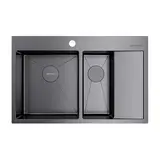Кухонная мойка Omoikiri Akisame 78-2-GM-L (4973101) вороненая сталь